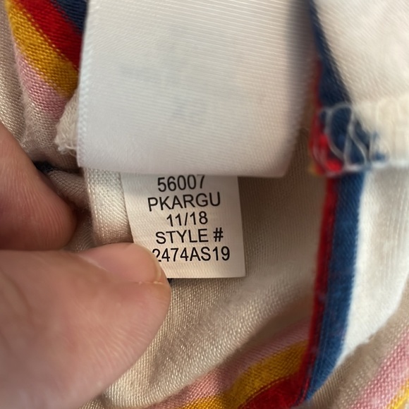 Seriously Soft perfect crew XS white multi colored stripes 95% rayon 5% spandex - Picture 6 of 7